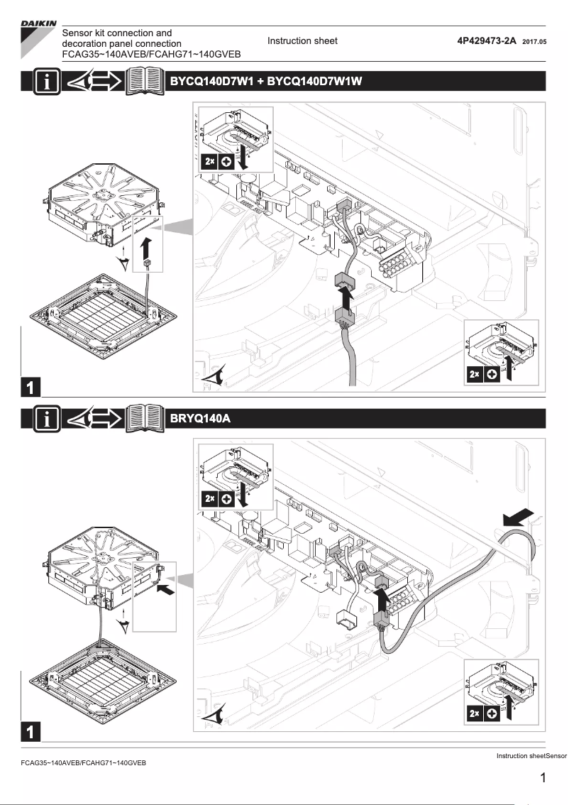 Página 1 del manual Guía de instalación Daikin FCAHG140GVEB