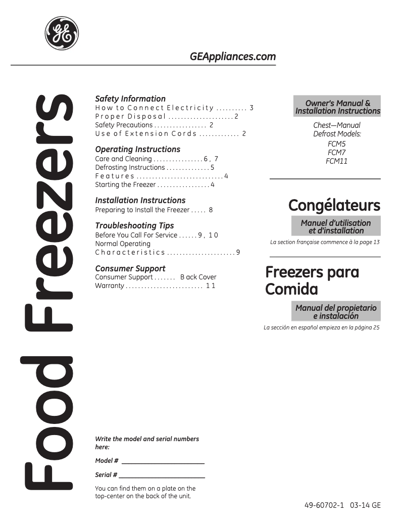 Página 1 del manual Guía de instalación GE FCM7SUWW