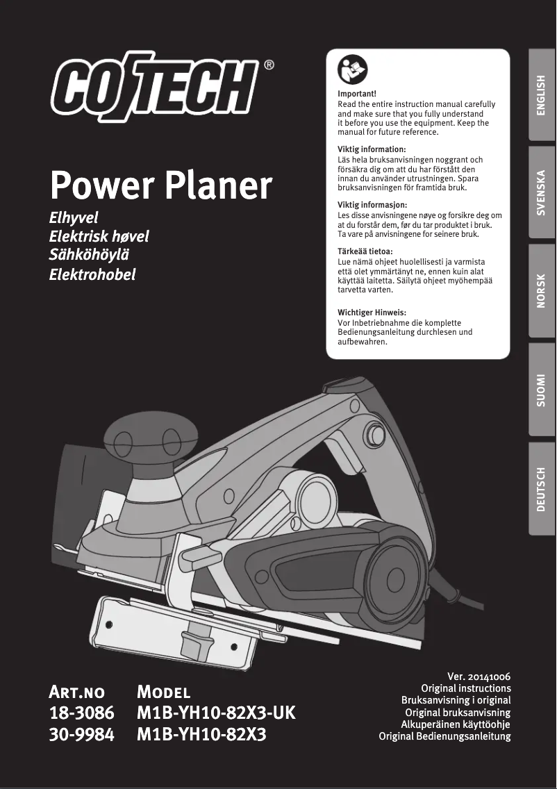 Page 1 de la notice Manuel utilisateur Cotech M1B-YH10-82X3