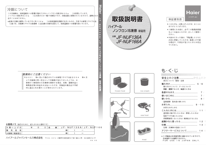 Página 1 del manual Manual de usuario Haier JF-NUF136A