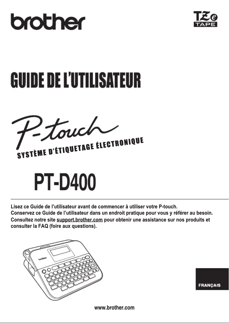 Page 1 de la notice Manuel utilisateur Brother PT-D400