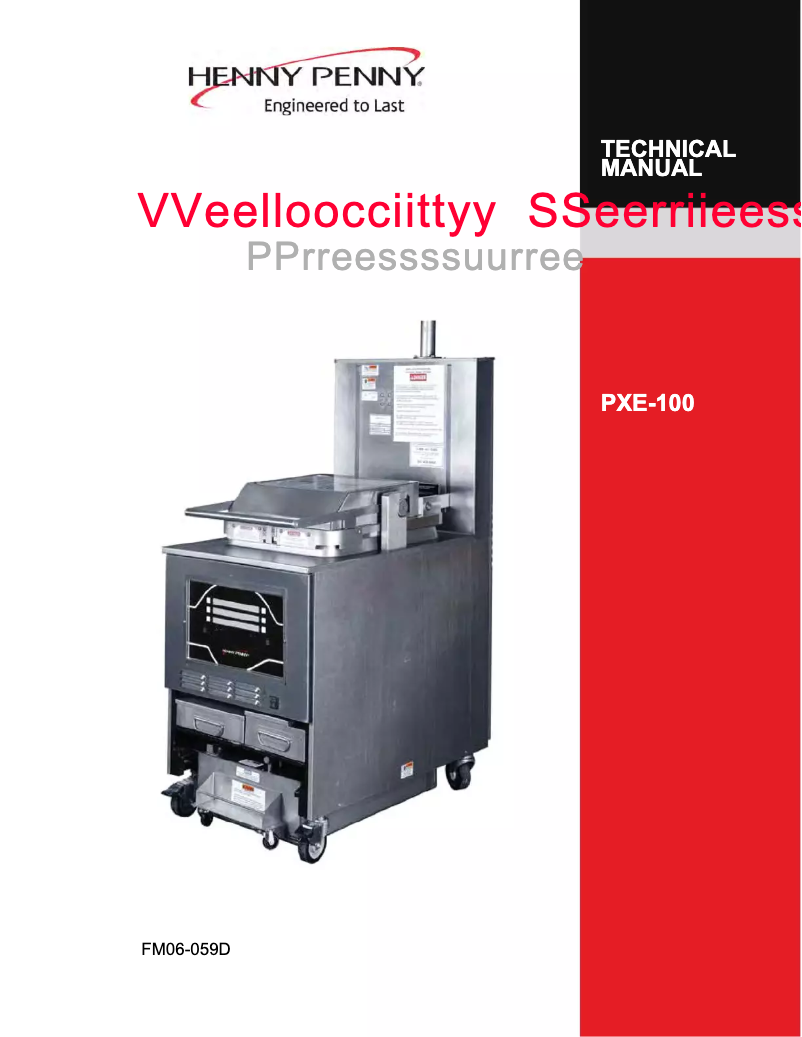 Page 1 de la notice Manuel utilisateur Henny Penny Velocity PXE-100