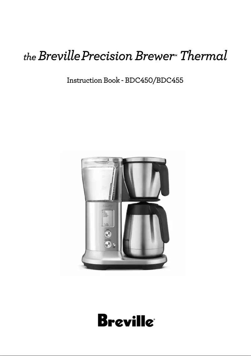 Page 1 de la notice Manuel d'utilisation et d'entretien Sage Precision Brewer Thermal BDC450