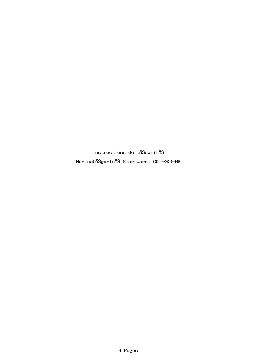 Image de la première page du manuel de l'appareil GOL-003-HB