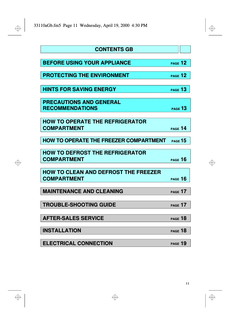 Page 1 de la notice Manuel utilisateur Whirlpool ART 943/H/SILVER