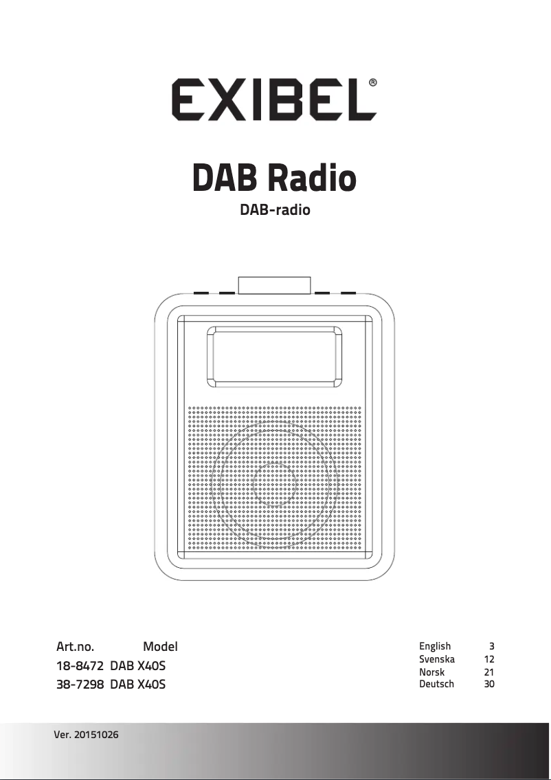 Page 1 de la notice Manuel utilisateur Exibel X40S