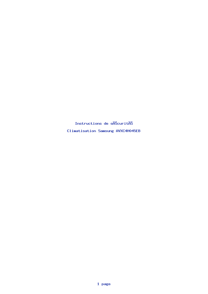 Page 1 de la notice Instructions de sécurité Samsung AVXC4H045EB