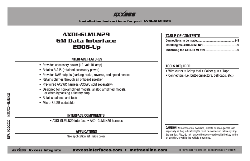 Page 1 de la notice Manuel utilisateur AXESS AXDI-GLMLN29