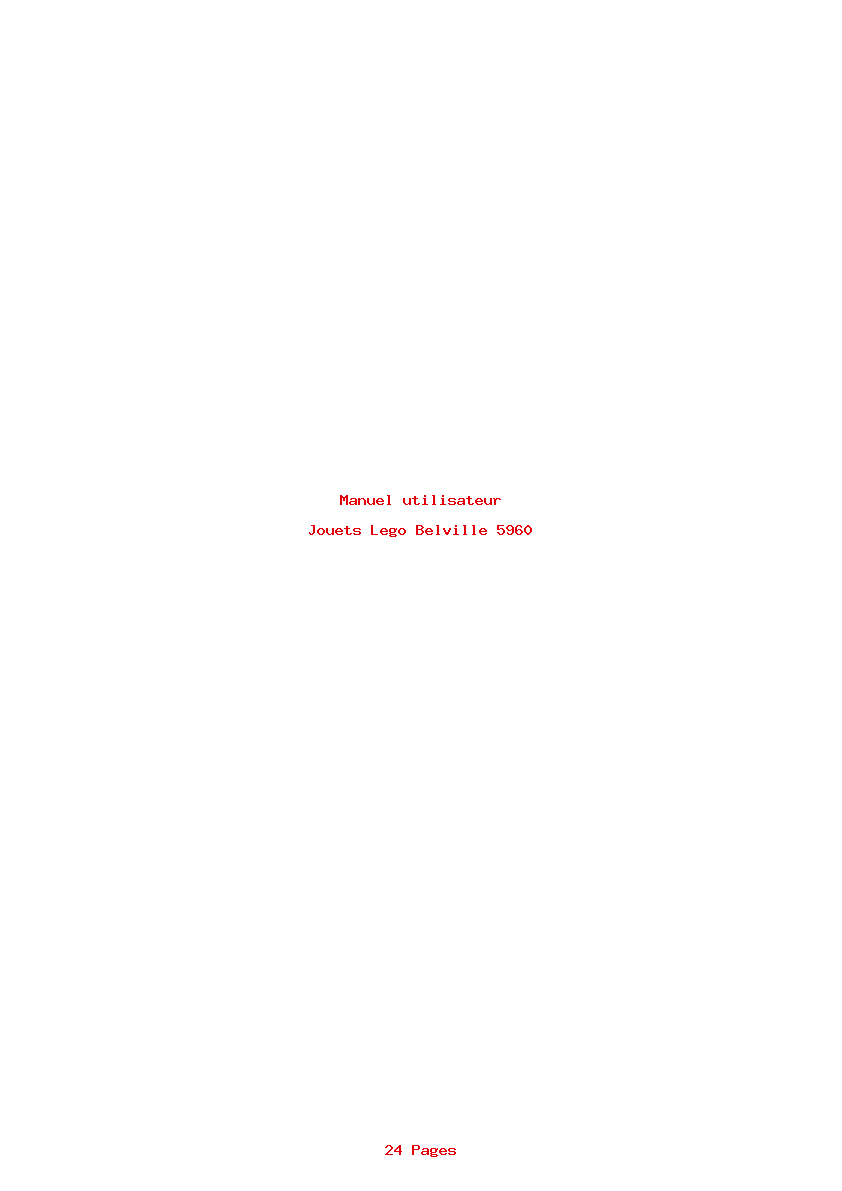 Page 1 de la notice Manuel utilisateur Lego Belville 5960