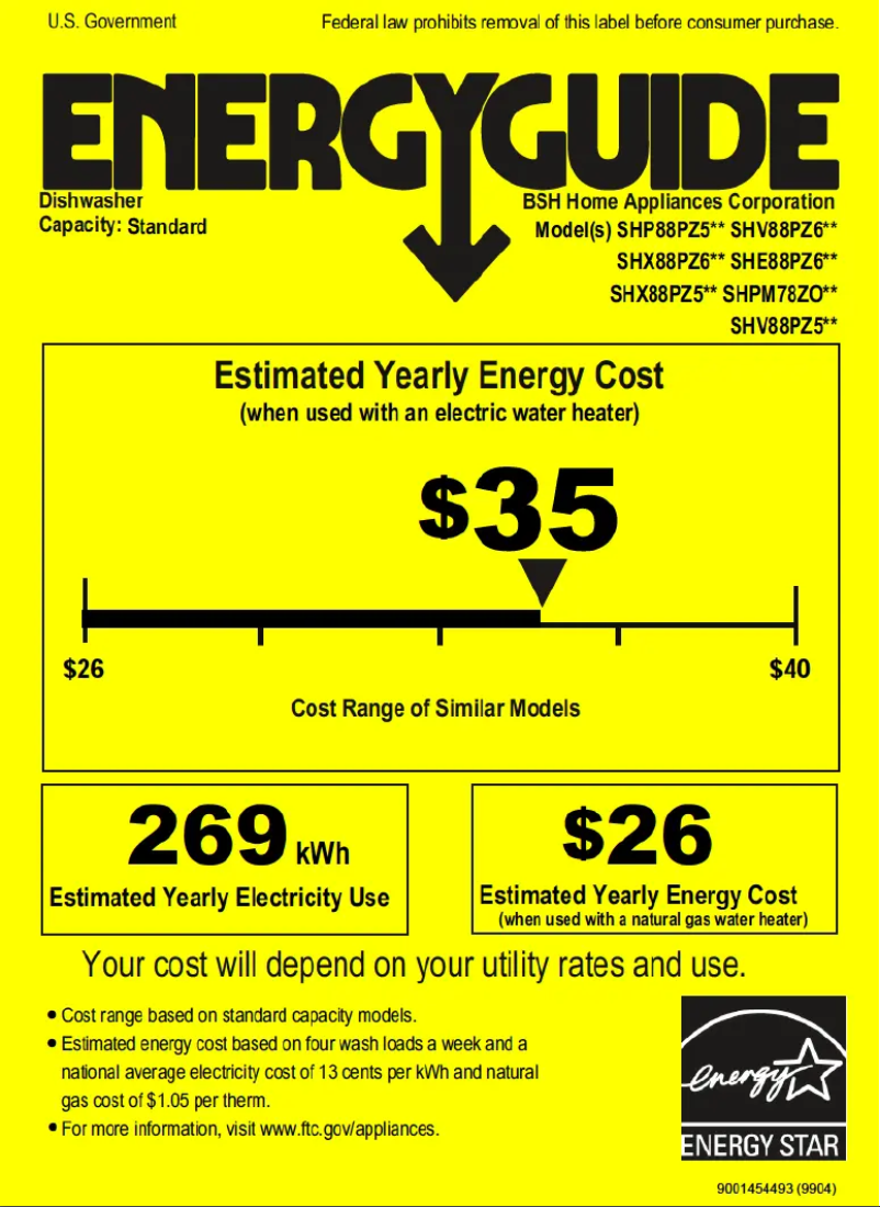 Page 1 of the manual Energy Label Bosch SHV88PZ63N