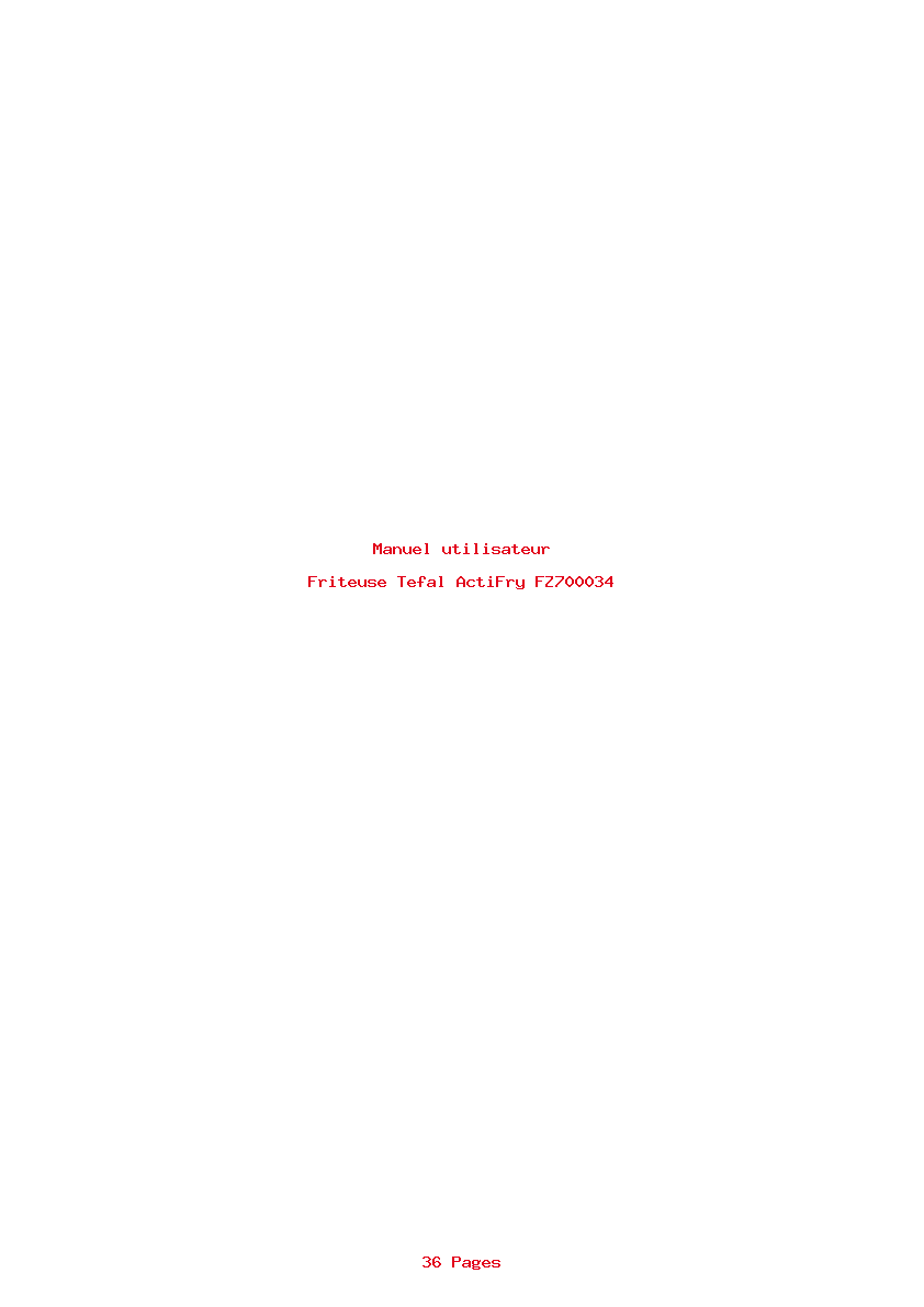 Page 1 de la notice Manuel utilisateur Tefal ActiFry FZ700034