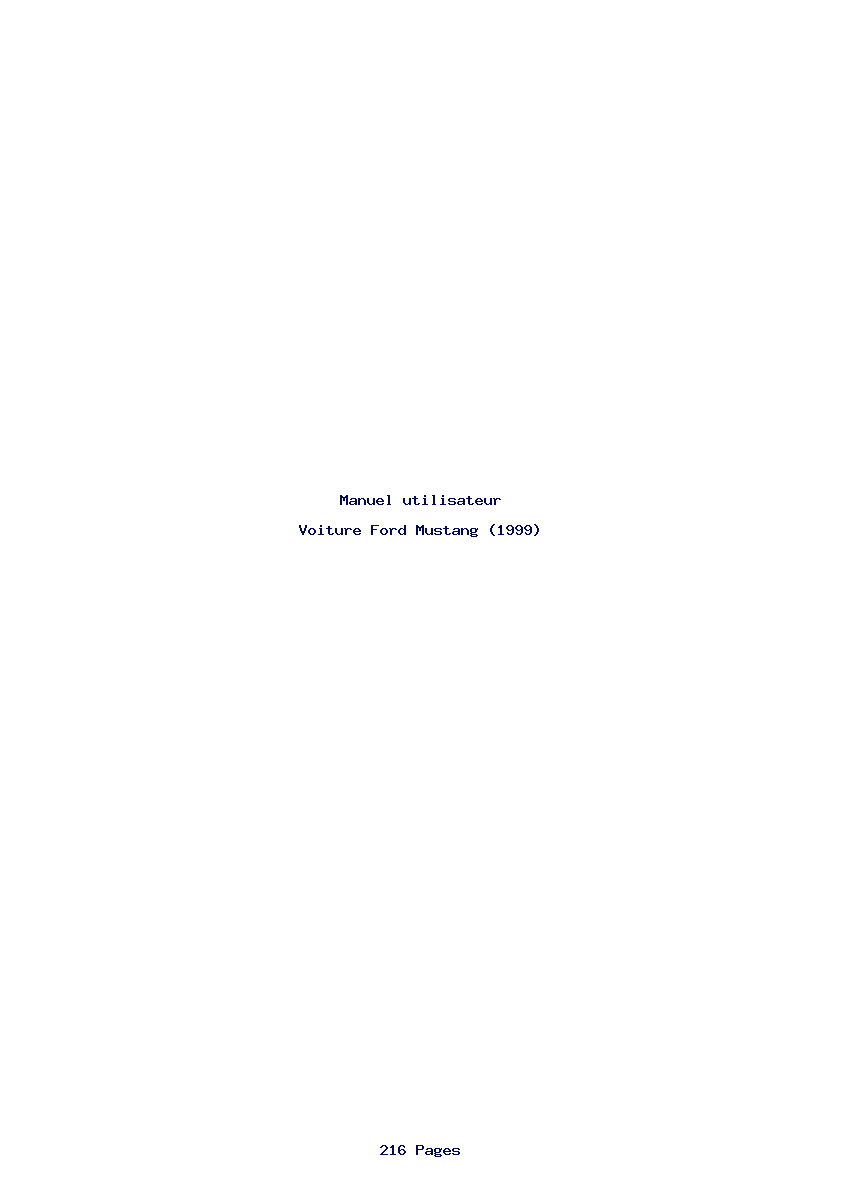 Page 1 de la notice Manuel utilisateur Ford Mustang (1999)