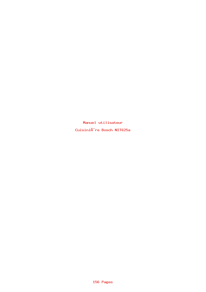 Page 1 de la notice Manuel utilisateur Bosch NIT625a