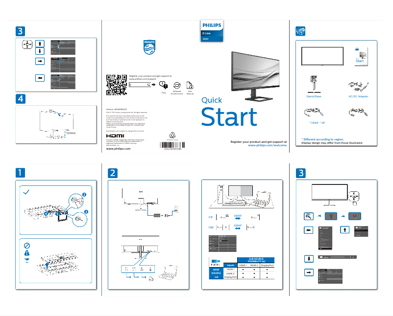 Page n°1 - Guide de démarrage rapide Philips 342E2E