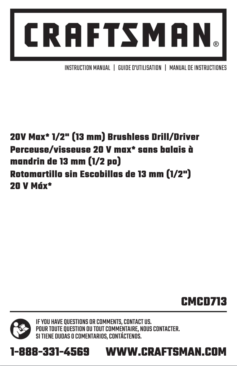 Page 1 de la notice Manuel utilisateur Craftsman CMCD713