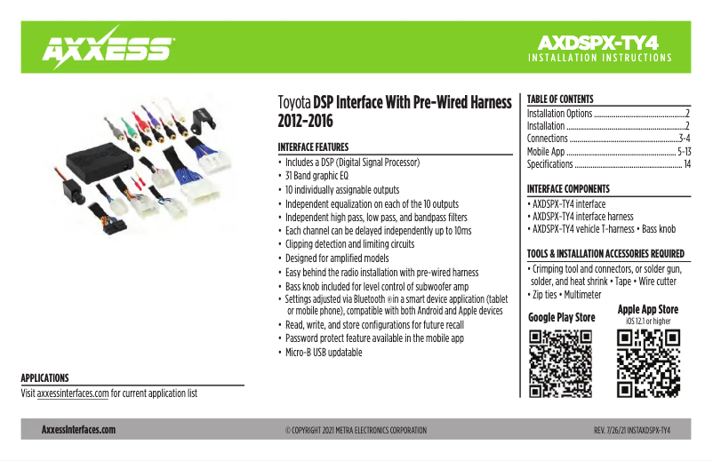 Page 1 de la notice Manuel utilisateur AXESS AXDSPX-TY4