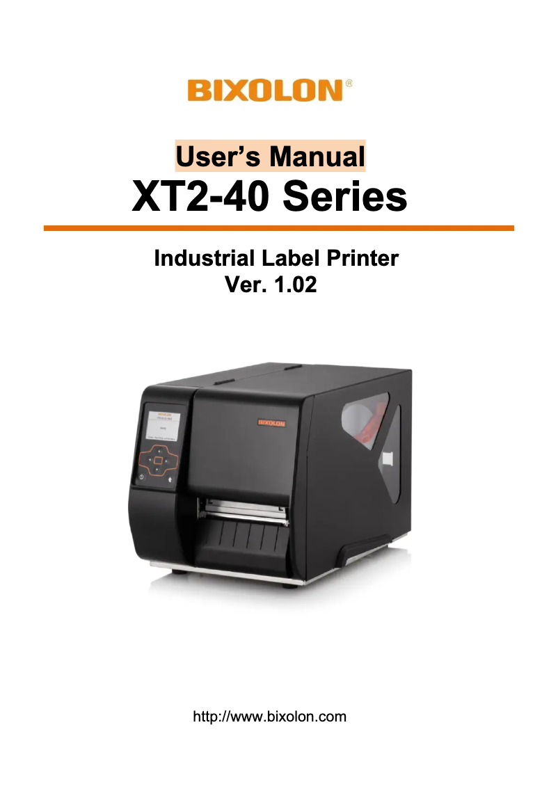 Page 1 of the manual User Manual Bixolon XT2-40