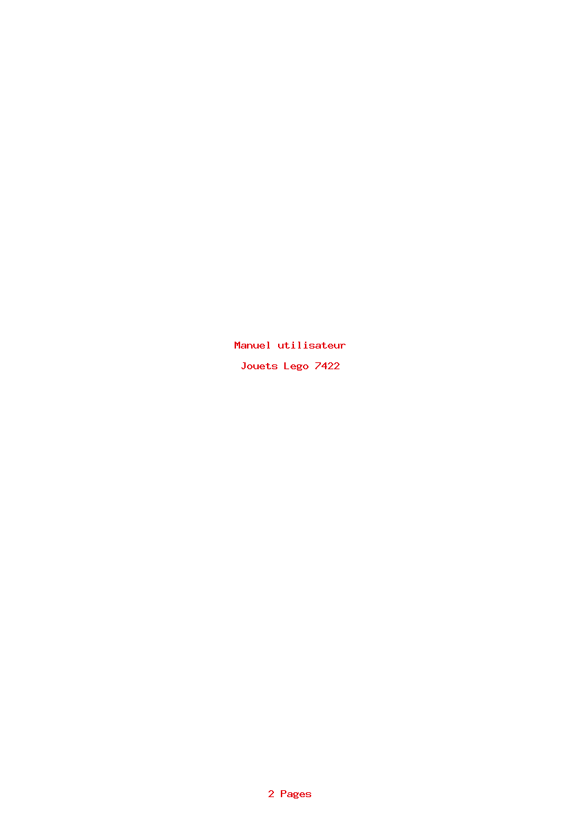 Page 1 de la notice Manuel utilisateur Lego 7422