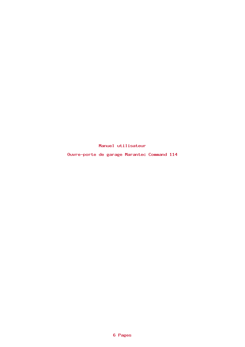 Page 1 de la notice Manuel utilisateur Marantec Command 114