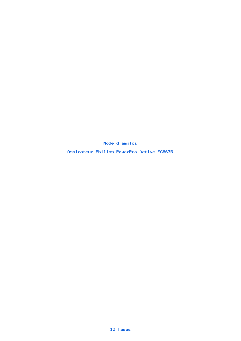 Page 1 de la notice Mode d'emploi Philips PowerPro Active FC8635