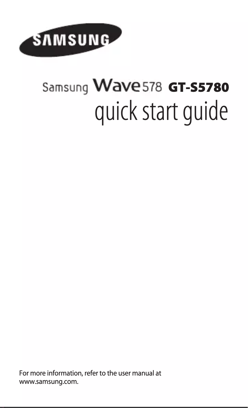 Page 1 de la notice Guide d'installation Samsung Wave GT-S5780