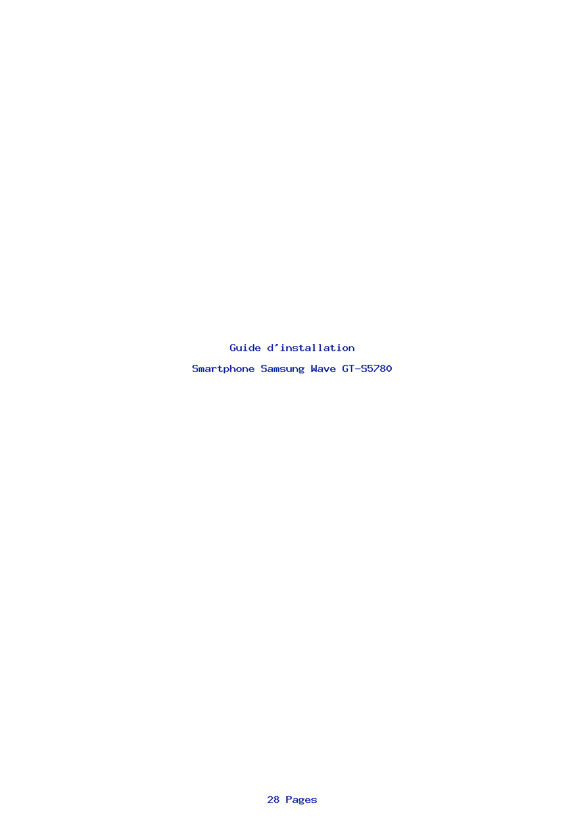 Page 1 de la notice Guide d'installation Samsung Wave GT-S5780