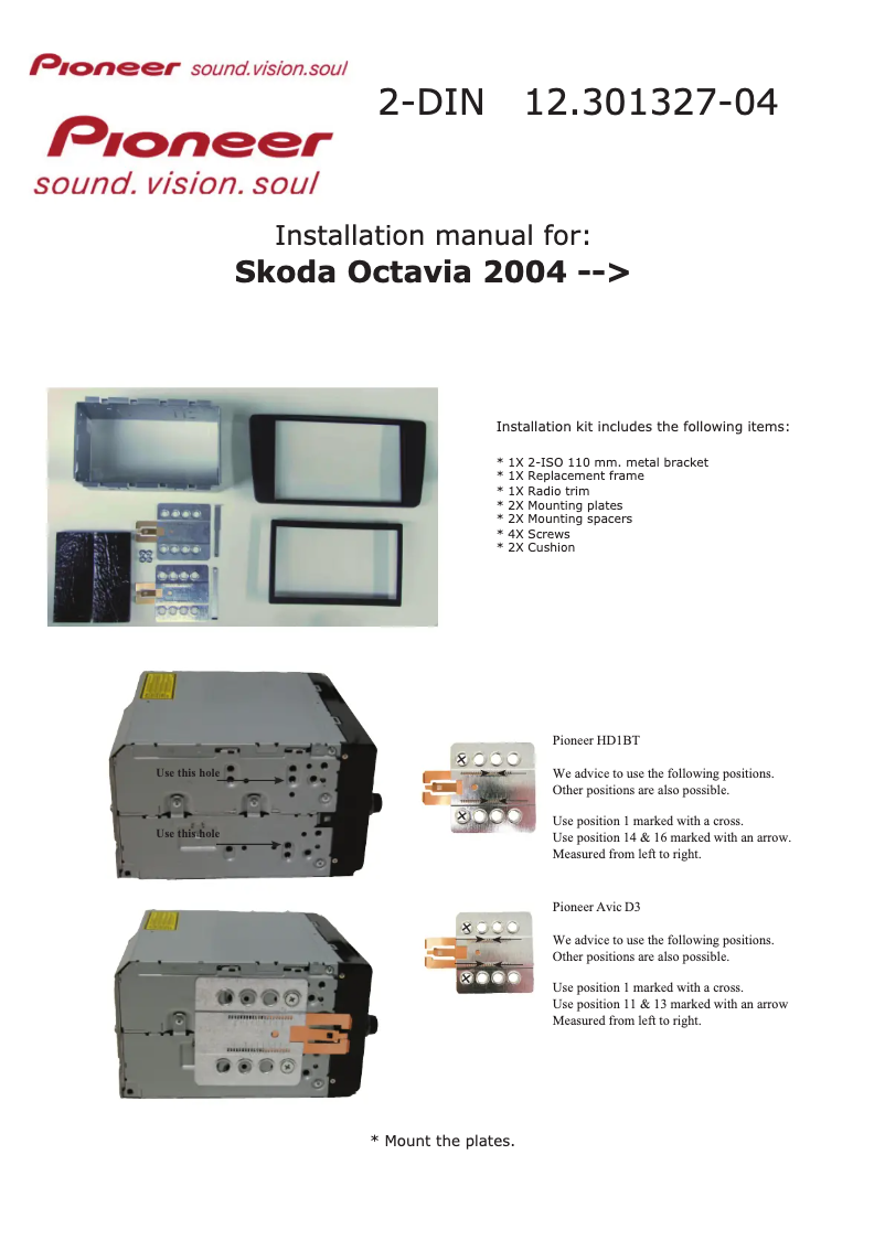 Page 1 de la notice Manuel utilisateur Pioneer 12.301327-04