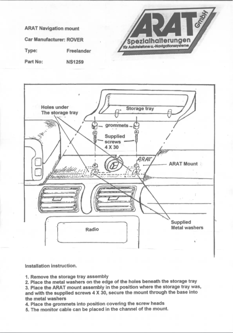 Page 1 de la notice Manuel utilisateur Arat NS1259
