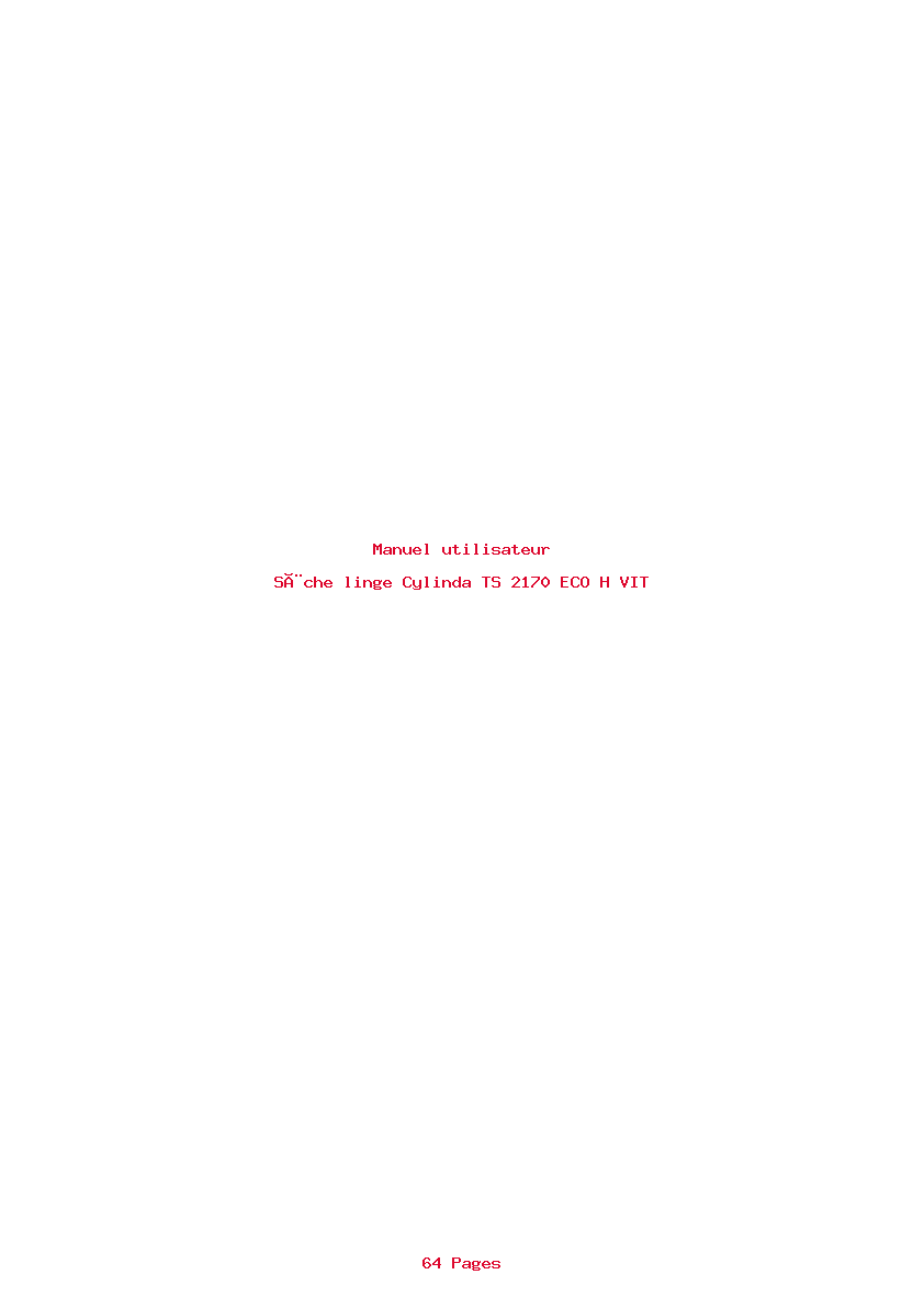 Page 1 de la notice Manuel utilisateur Cylinda TS 2170 ECO H VIT