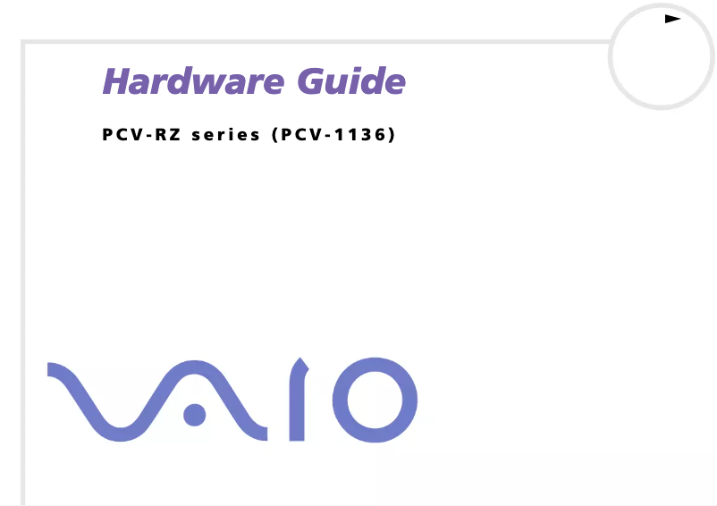 Page n°1 - Manuel utilisateur Sony Vaio PCV-RZ422P