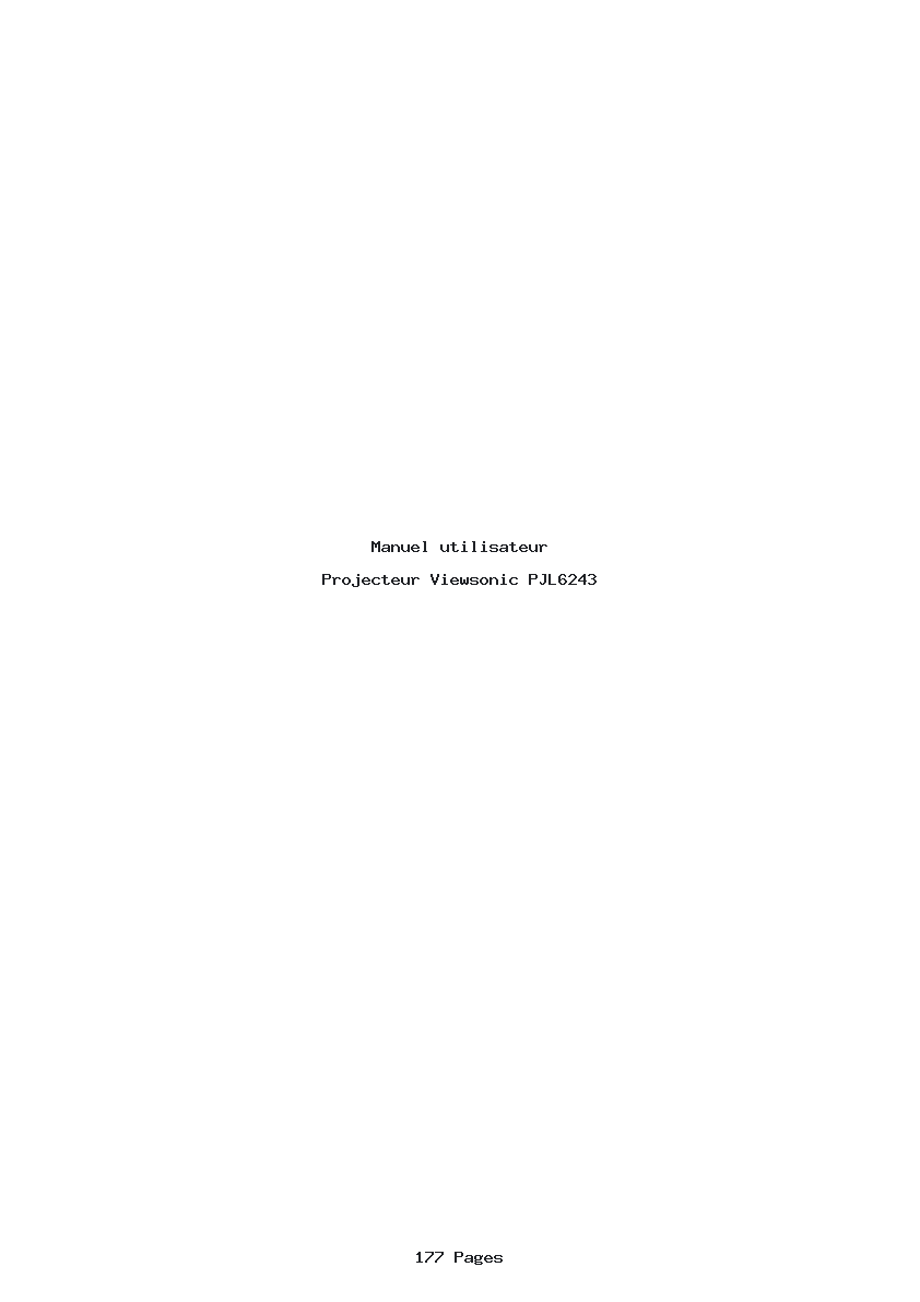 Page 1 de la notice Manuel utilisateur Viewsonic PJL6243