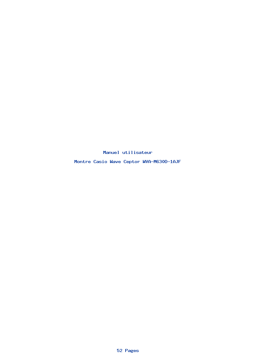 Page 1 de la notice Manuel utilisateur Casio Wave Ceptor WVA-M630D-1AJF
