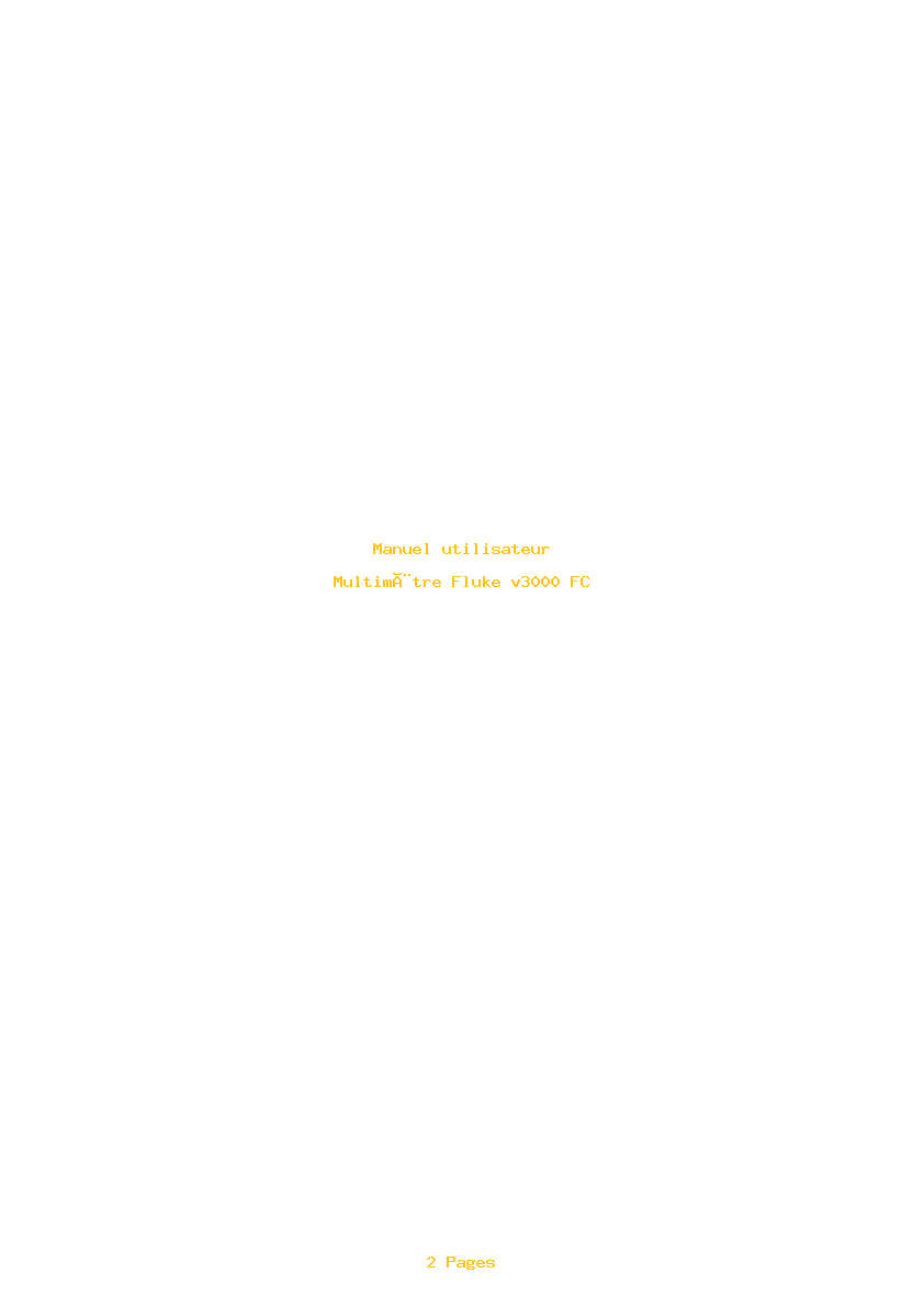 Page 1 de la notice Manuel utilisateur Fluke v3000 FC