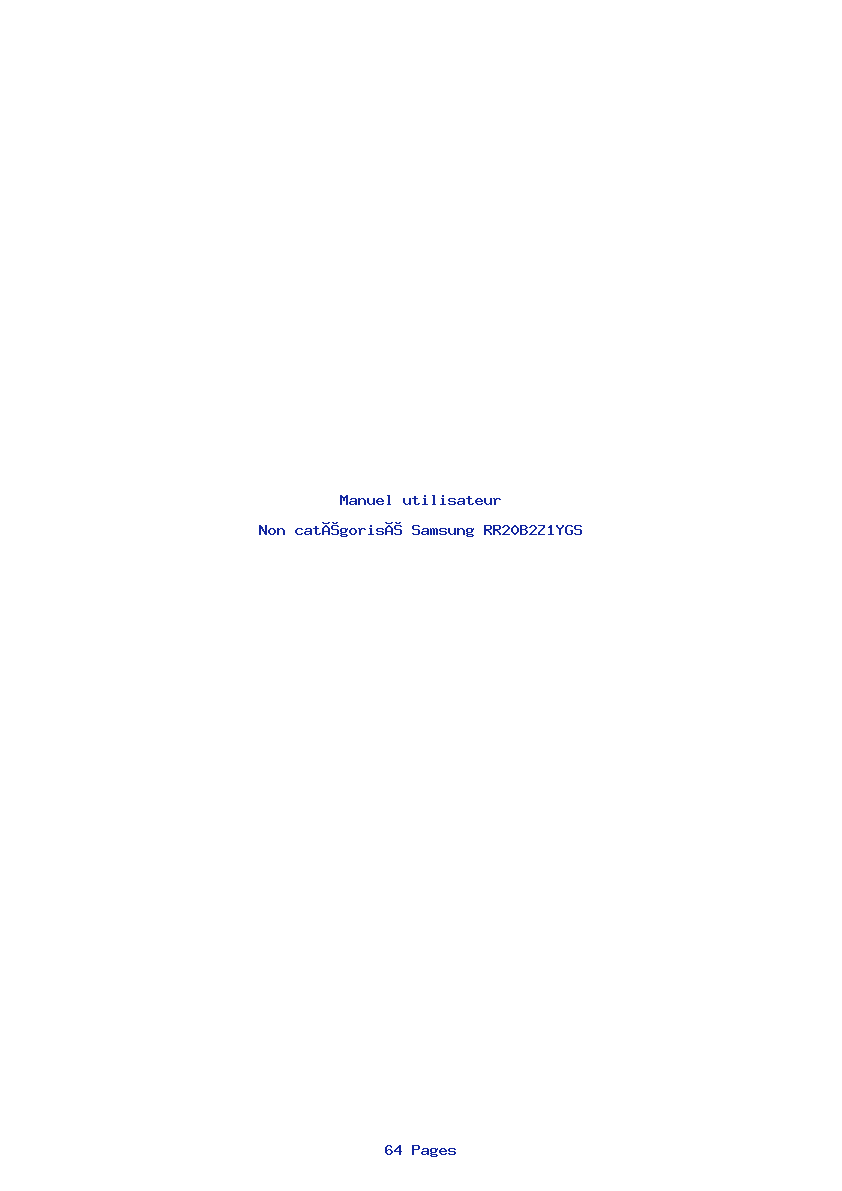 Page 1 de la notice Manuel utilisateur Samsung RR20B2Z1YGS