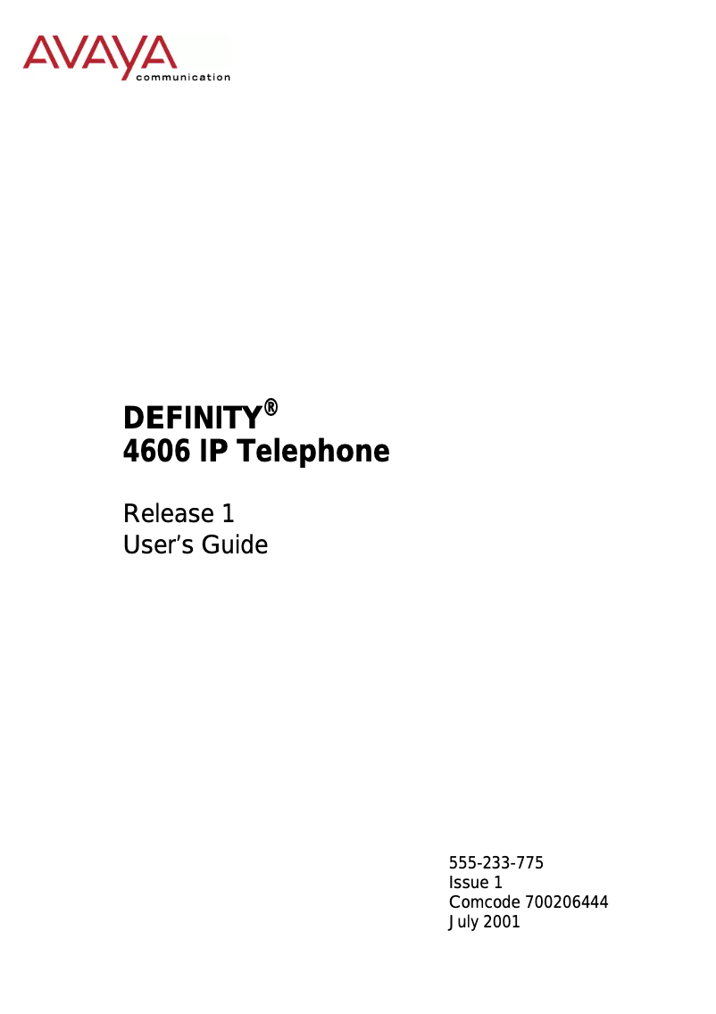 Page 1 de la notice Manuel utilisateur Avaya 4606