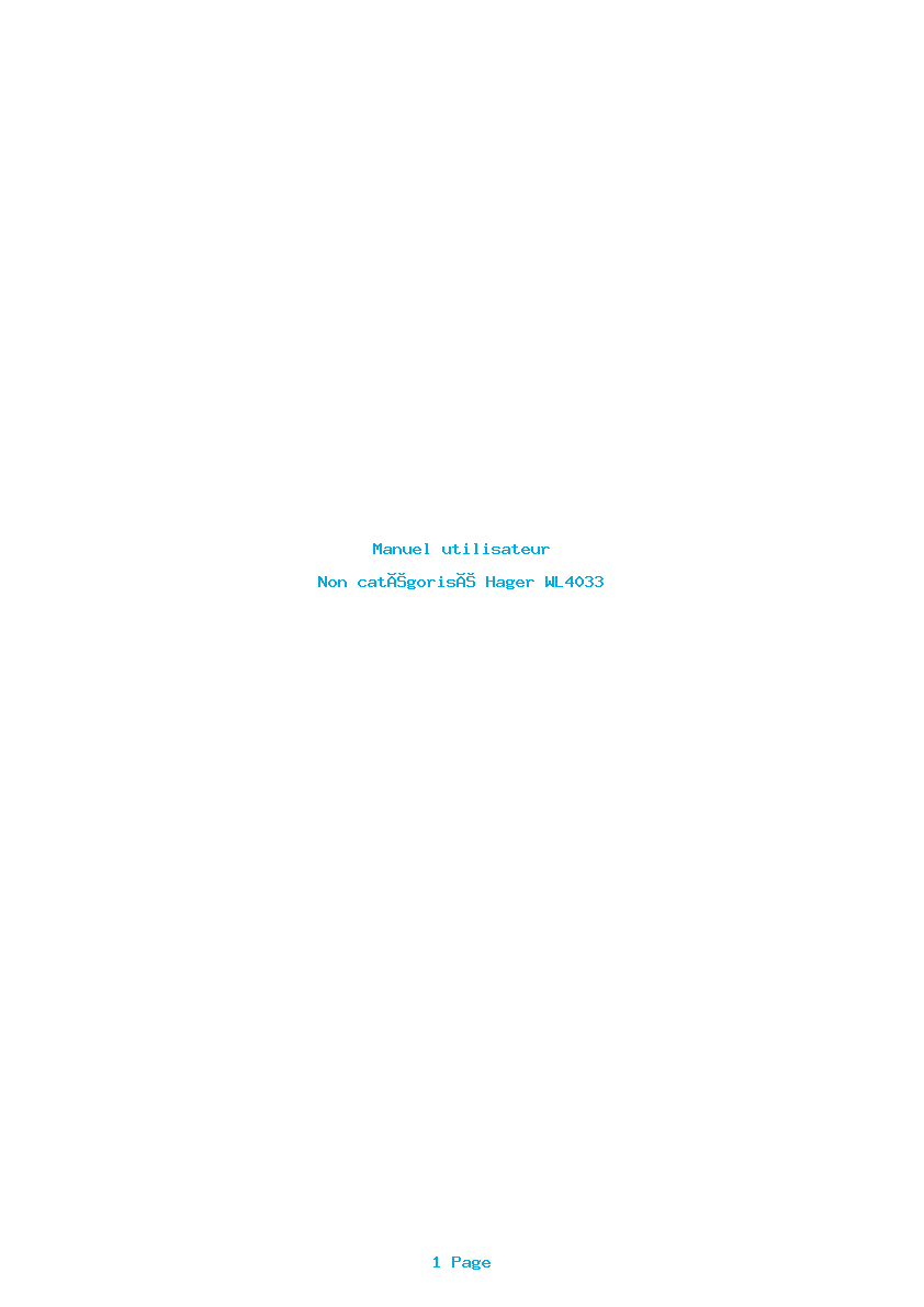 Page 1 de la notice Manuel utilisateur Hager WL4033