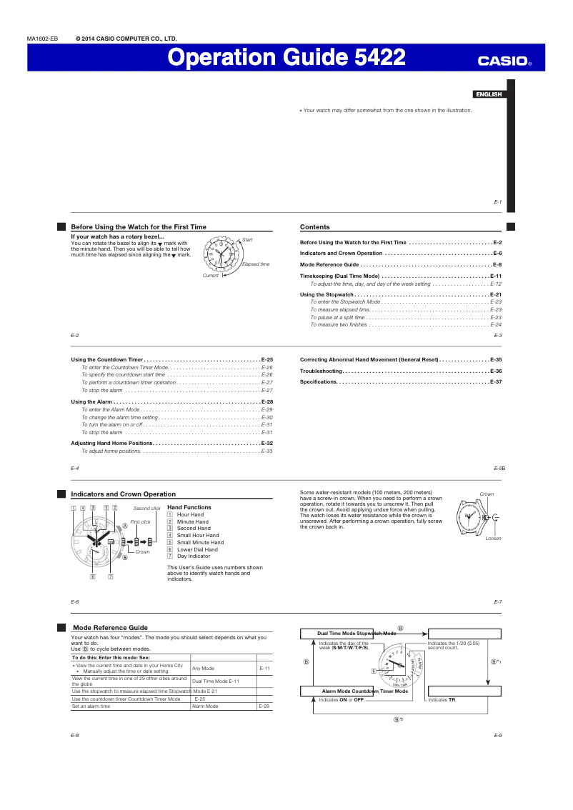 Page 1 de la notice Manuel utilisateur Casio EFR-542DB-1AV