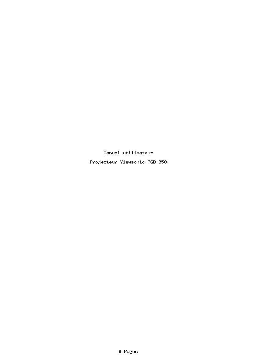 Page 1 de la notice Manuel utilisateur Viewsonic PGD-350