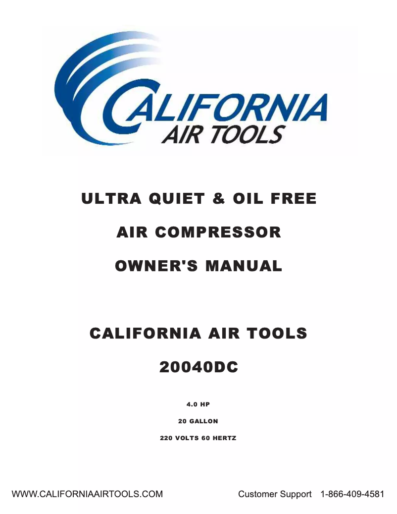 Page 1 of the manual User Manual California Air Tools 20040DC