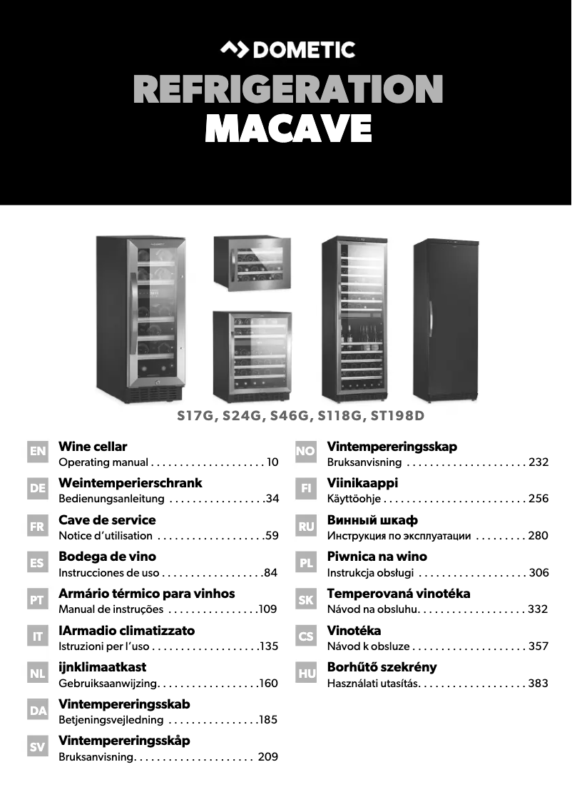 Page 1 of the manual User Manual Dometic MaCave S17G