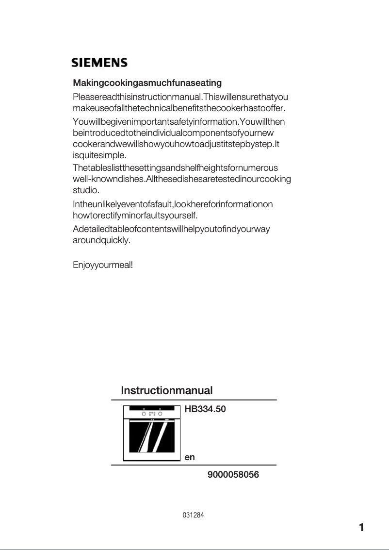 Page 1 de la notice Mode d'emploi Siemens HB334550