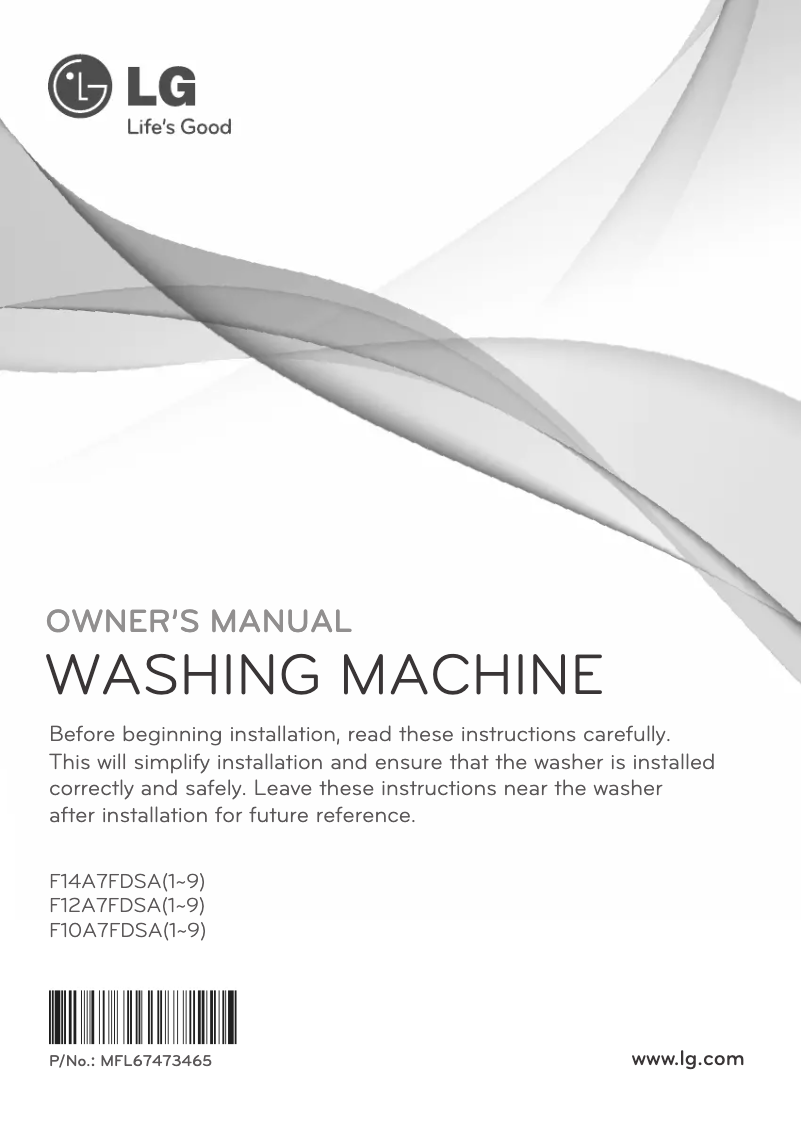 Page 1 de la notice Manuel utilisateur LG F10A7FDSA