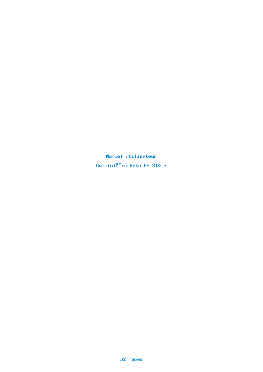 Page 1 de la notice Manuel utilisateur Beko FE 310 S