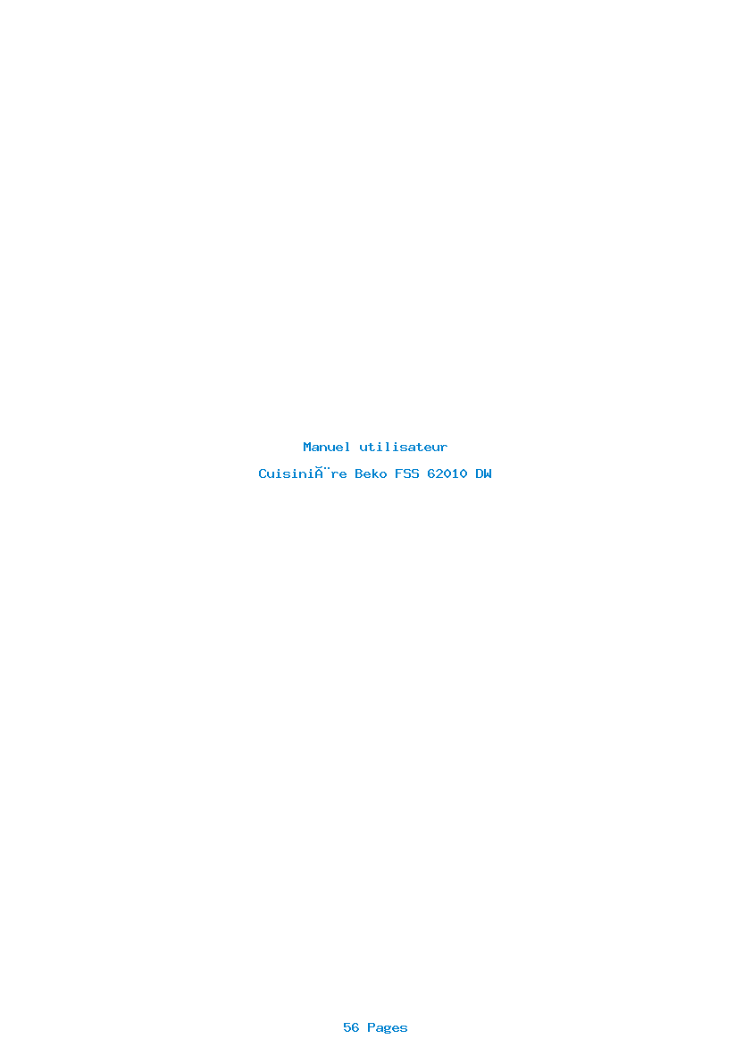 Page 1 de la notice Manuel utilisateur Beko FSS 62010 DW