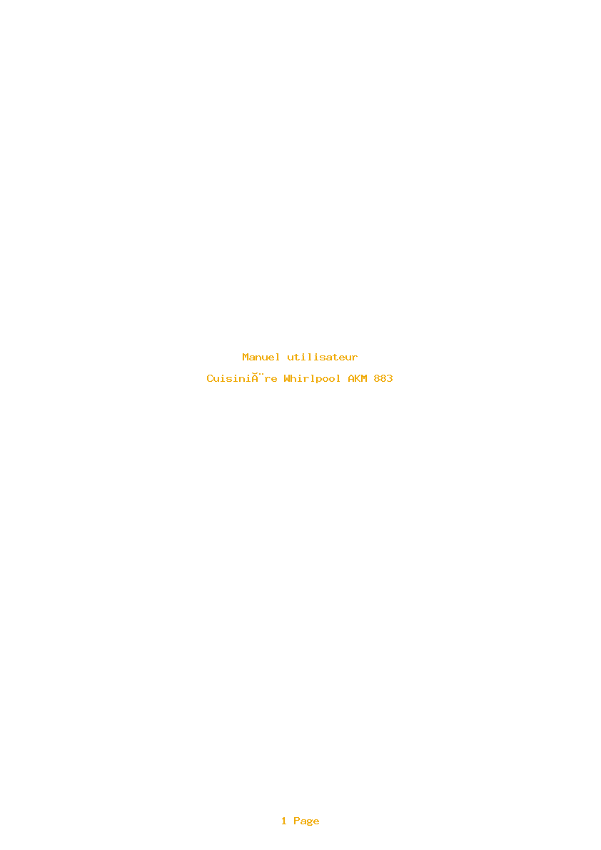 Page 1 de la notice Manuel utilisateur Whirlpool AKM 883