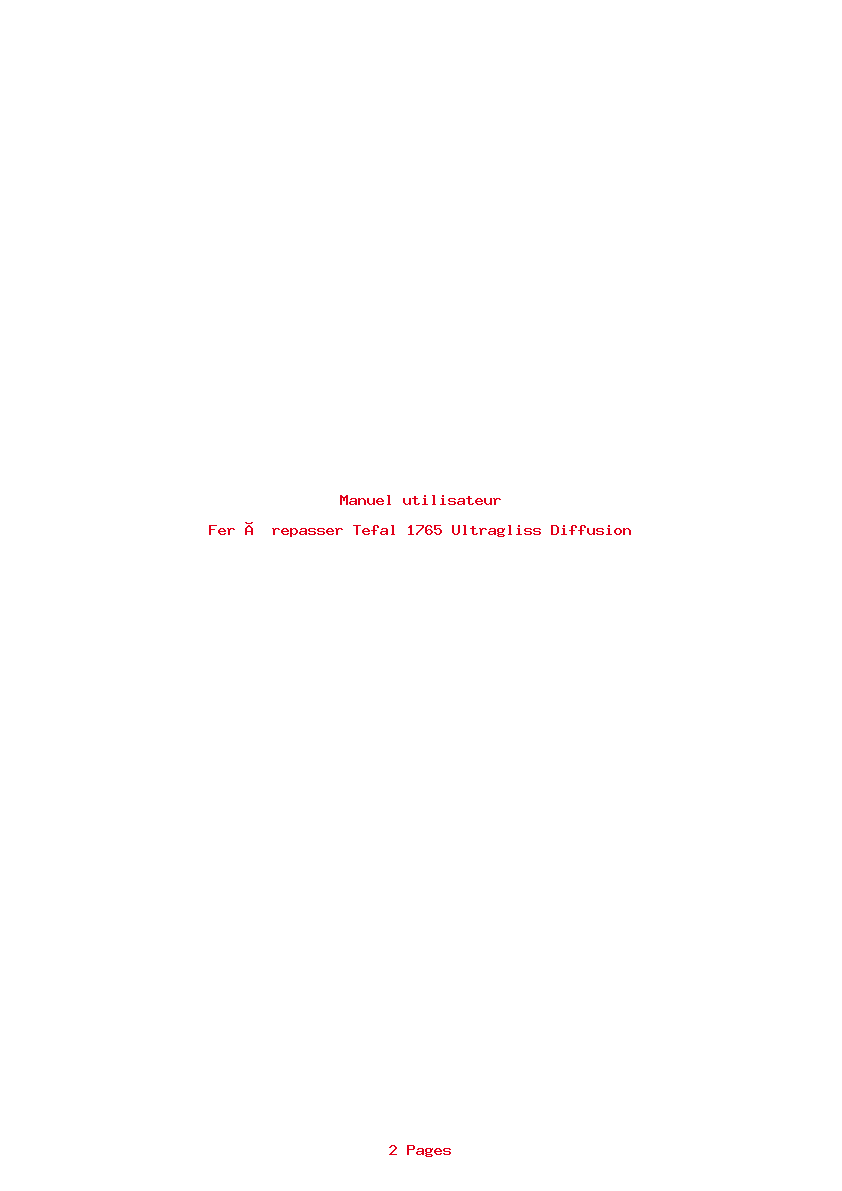 Page 1 de la notice Manuel utilisateur Tefal 1765 Ultragliss Diffusion