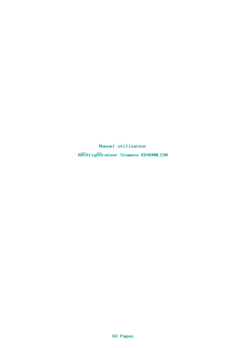 Page 1 de la notice Manuel utilisateur Siemens KD46NNL22N