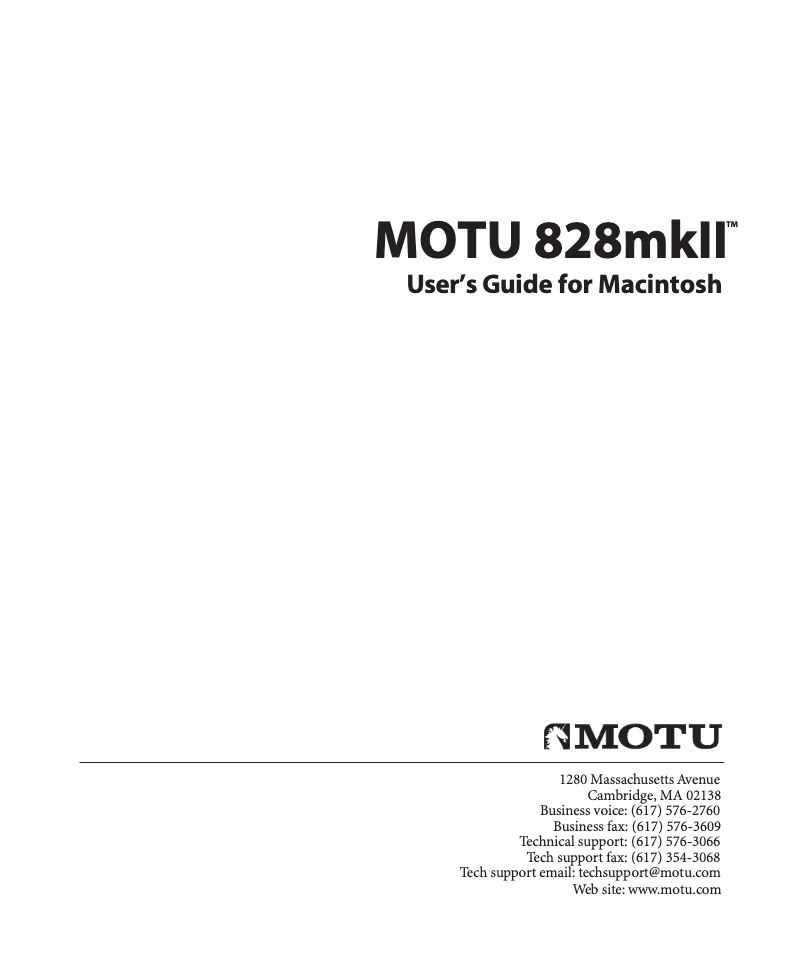 Page 1 de la notice Manuel utilisateur Motu 828mkII FW