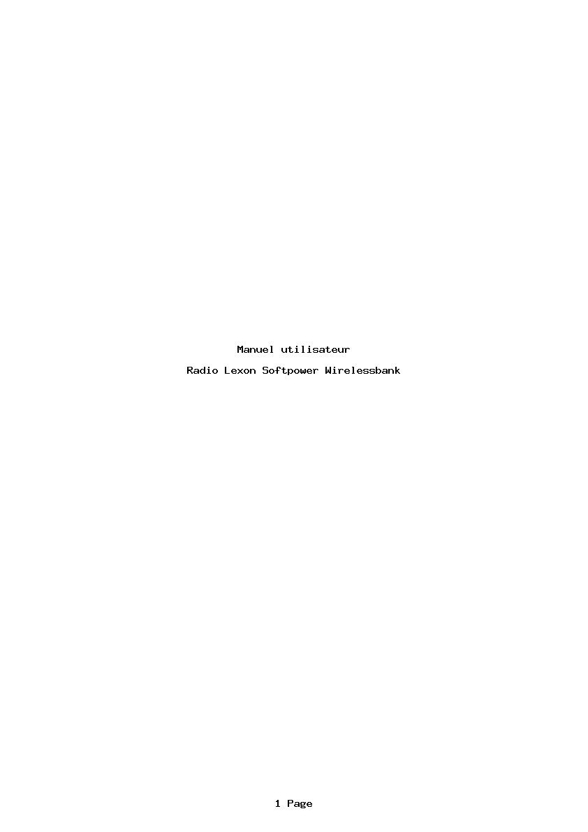 Page 1 de la notice Manuel utilisateur Lexon Softpower Wirelessbank