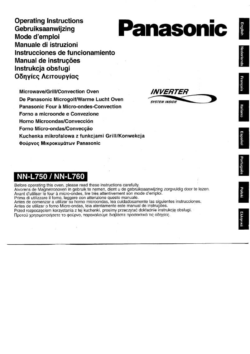 Page 1 de la notice Manuel utilisateur Panasonic NN-L750WB